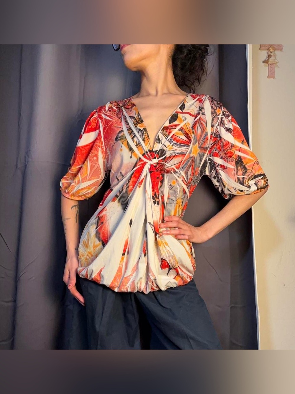 Y2K Orange & White Butterfly Top by Simply Irresistible